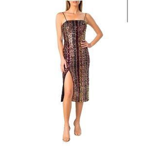 New Dress The Population Allira Sequined Midi-Dress Size Small